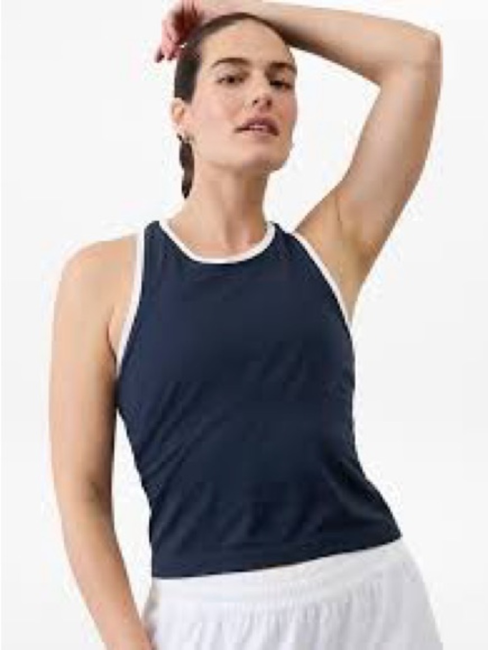 Athleta Navy Blue Tank Top with White Trim